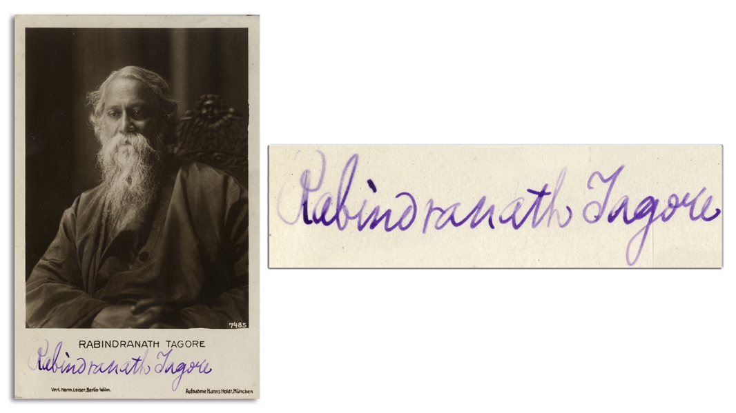 Nobel Prize Recipient Rabindranath Tagore Signed Photo